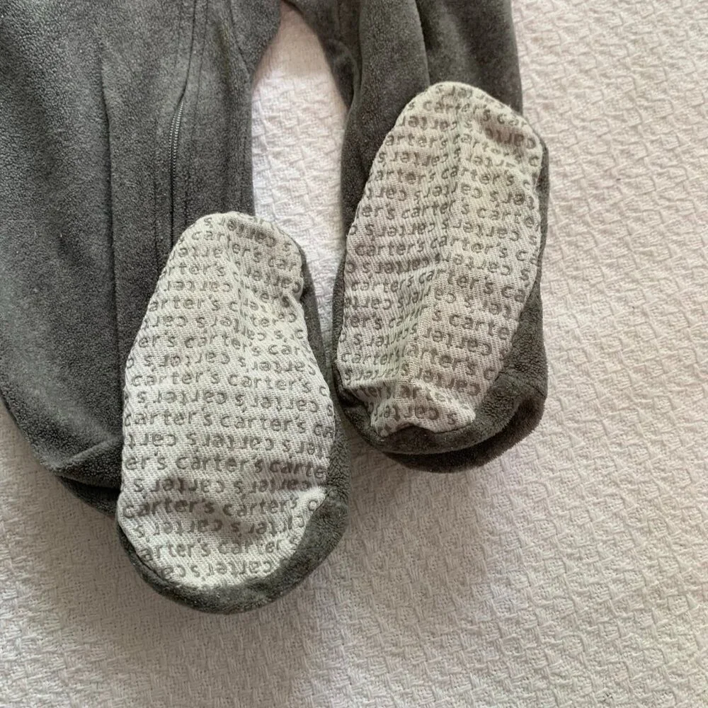 5/$25 Carter's Toddler Boys Gray‎ Fleece Dog Face Footed Pajamas Sleeper 2T